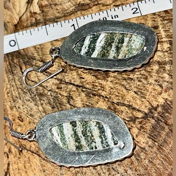 Chrysotile in Serpentine Earrings 2” - Picture 3 of 6